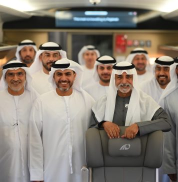Nahyan bin Mubarak boards Etihad Rail’s passenger train from Abu Dhabi to Fujairah