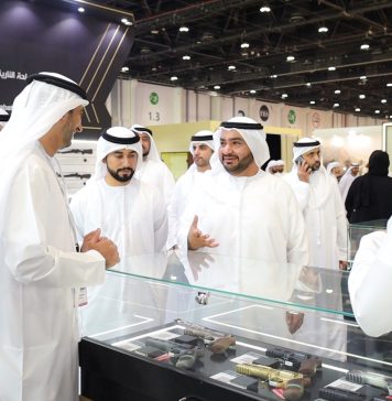 Sheikh Ahmed Al Sharqi Visits Tasleeh Pavilion at Abu Dhabi International Hunting & Equestrian Exhibition